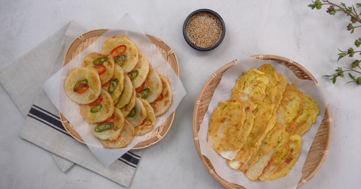 Mu Jeon & Baechu Jeon (Radish and Cabbage Pancakes)